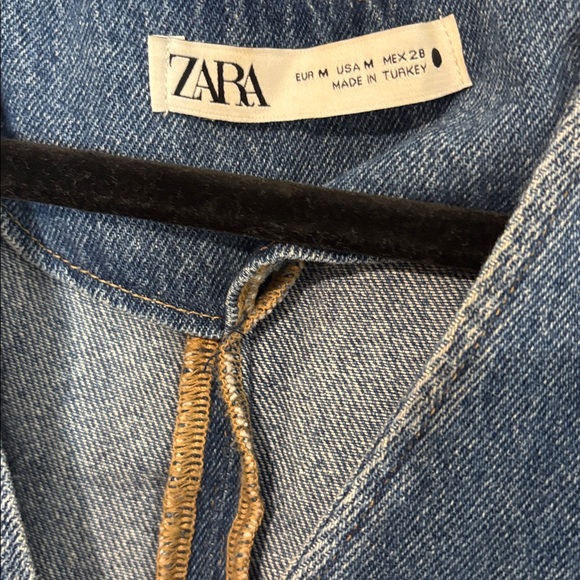 Zara Tilda Denim Long Sleeve Maxi Dress V Neck M - Picture 4 of 8